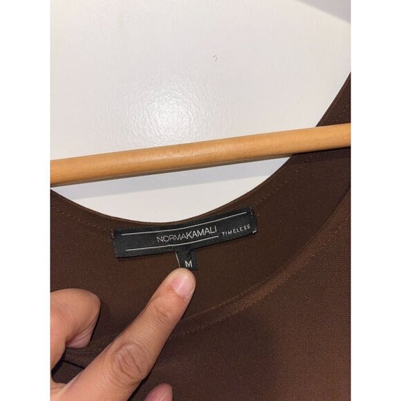 Norma Kamali Brown Sleeveless Midi Swing Dress Medium Polyester Blend Womens - Picture 2 of 8